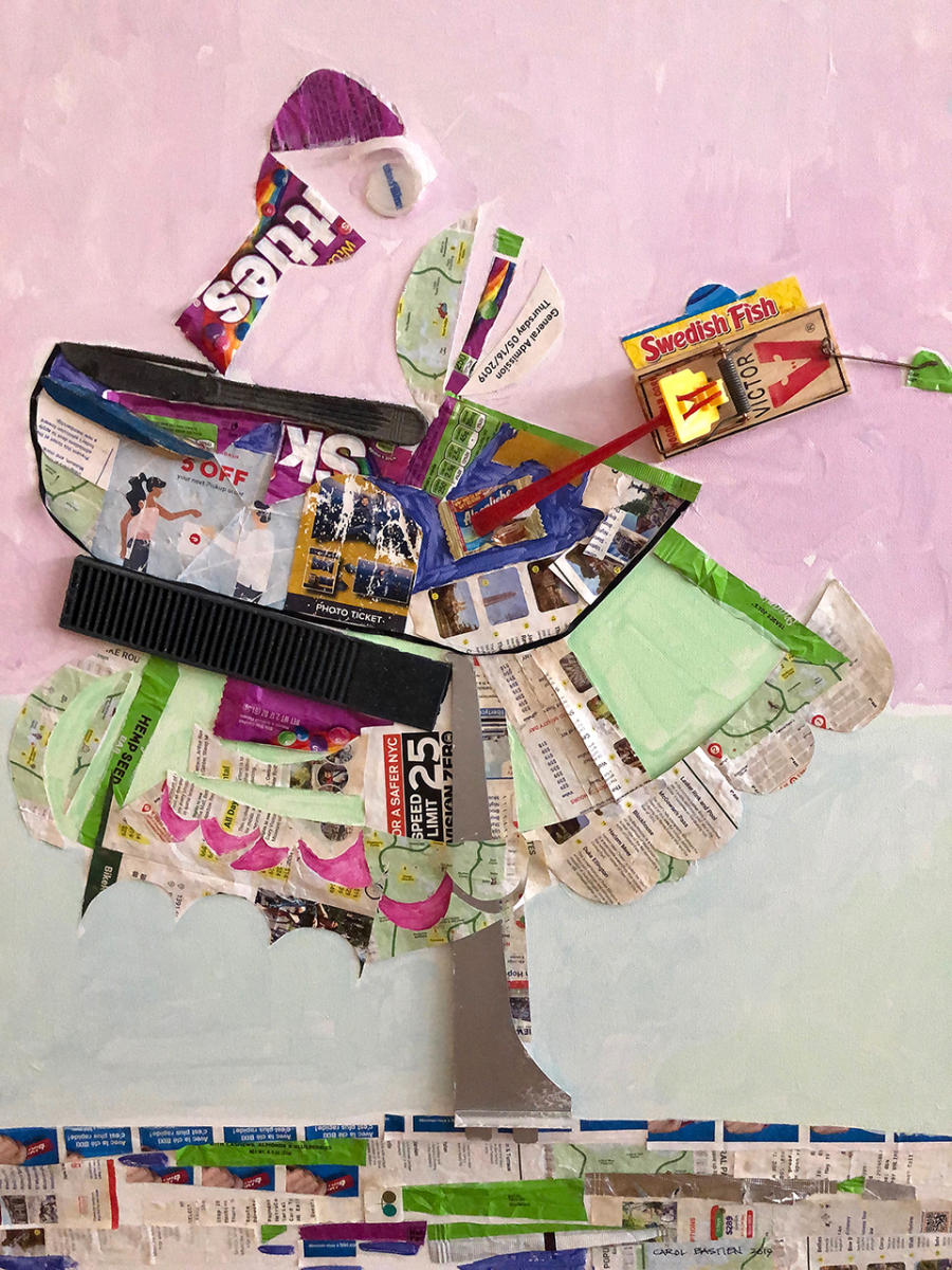 Tipsy Celebratiom
Collected on a walk 
from the East River 
Park to Central park on 89th Street
22" x 28" : New York City Collages : ART UNDERFOOT :: CAROL BASTIEN