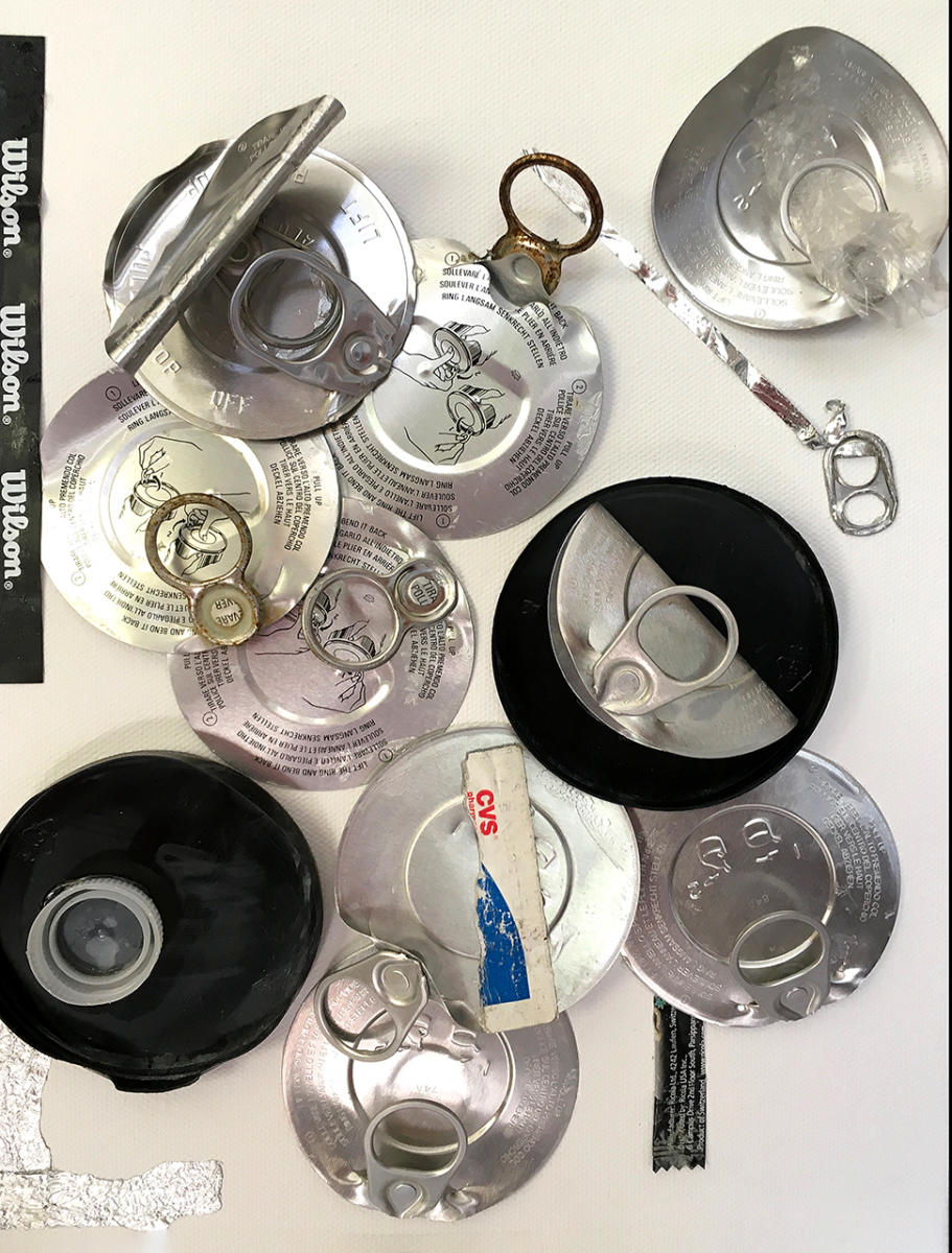 Tennis Court Discards
Collected from the Central Park Courts
9" x 12" : New York City Collages : ART UNDERFOOT :: CAROL BASTIEN