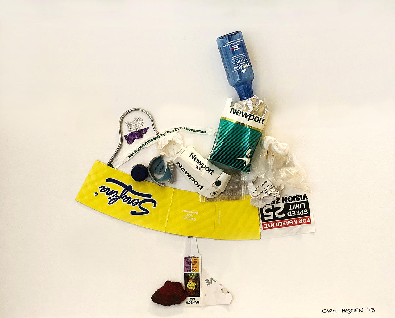 Serafina Still Life
Collected on Madison Ave. between 79th 
and 77th Streets
22 1/4" x 19 1/2" : New York City Collages : ART UNDERFOOT :: CAROL BASTIEN