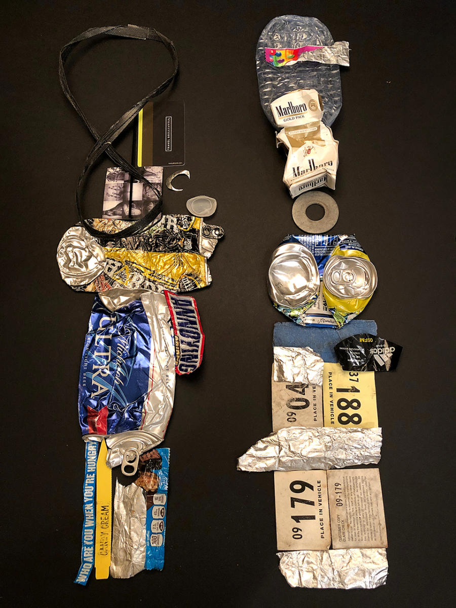 Wellington Totems
Collected from the Equestgrian parking 
lot in Wellington
SOLD : Florida Collages : ART UNDERFOOT :: CAROL BASTIEN
