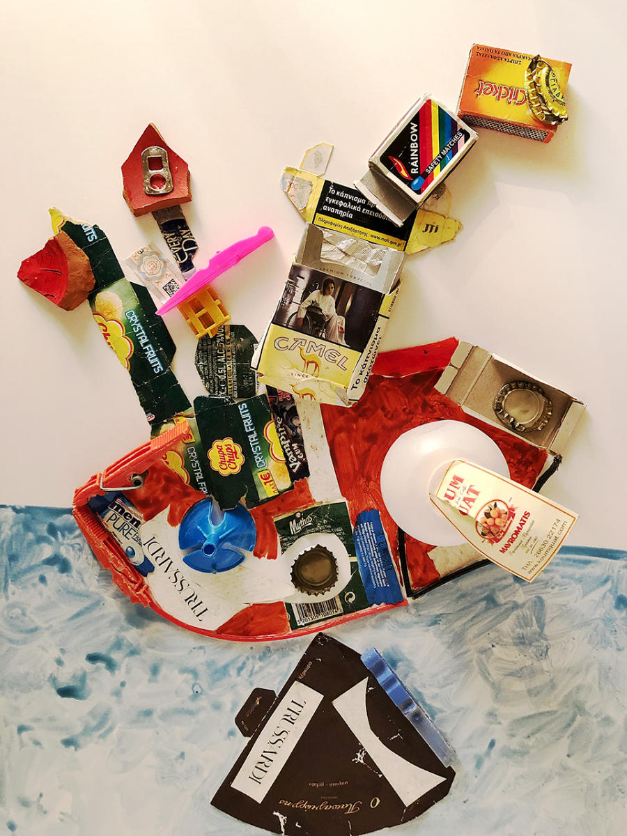 Seascape
Collected from Old City in Corfu15" x 20"
 : Greece Collages : ART UNDERFOOT :: CAROL BASTIEN