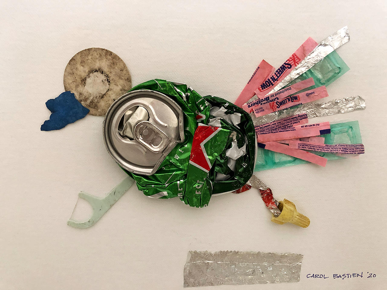 L'Oiseau
Collected from the shopping center 
parking lot outside PGA National Resort, PB Gardens
SOLD : Florida Collages : ART UNDERFOOT :: CAROL BASTIEN