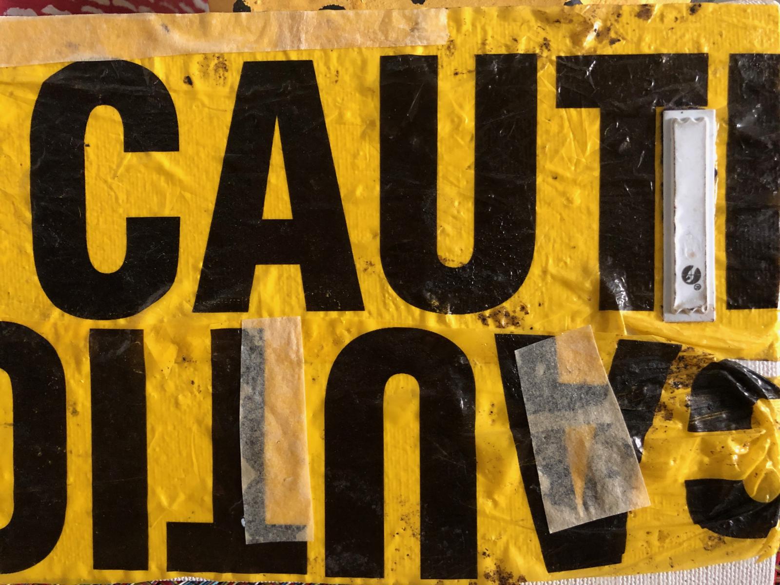 CAUTION 2
Collected on 55th St. off 5th Avenue : New York City Collages : ART UNDERFOOT :: CAROL BASTIEN