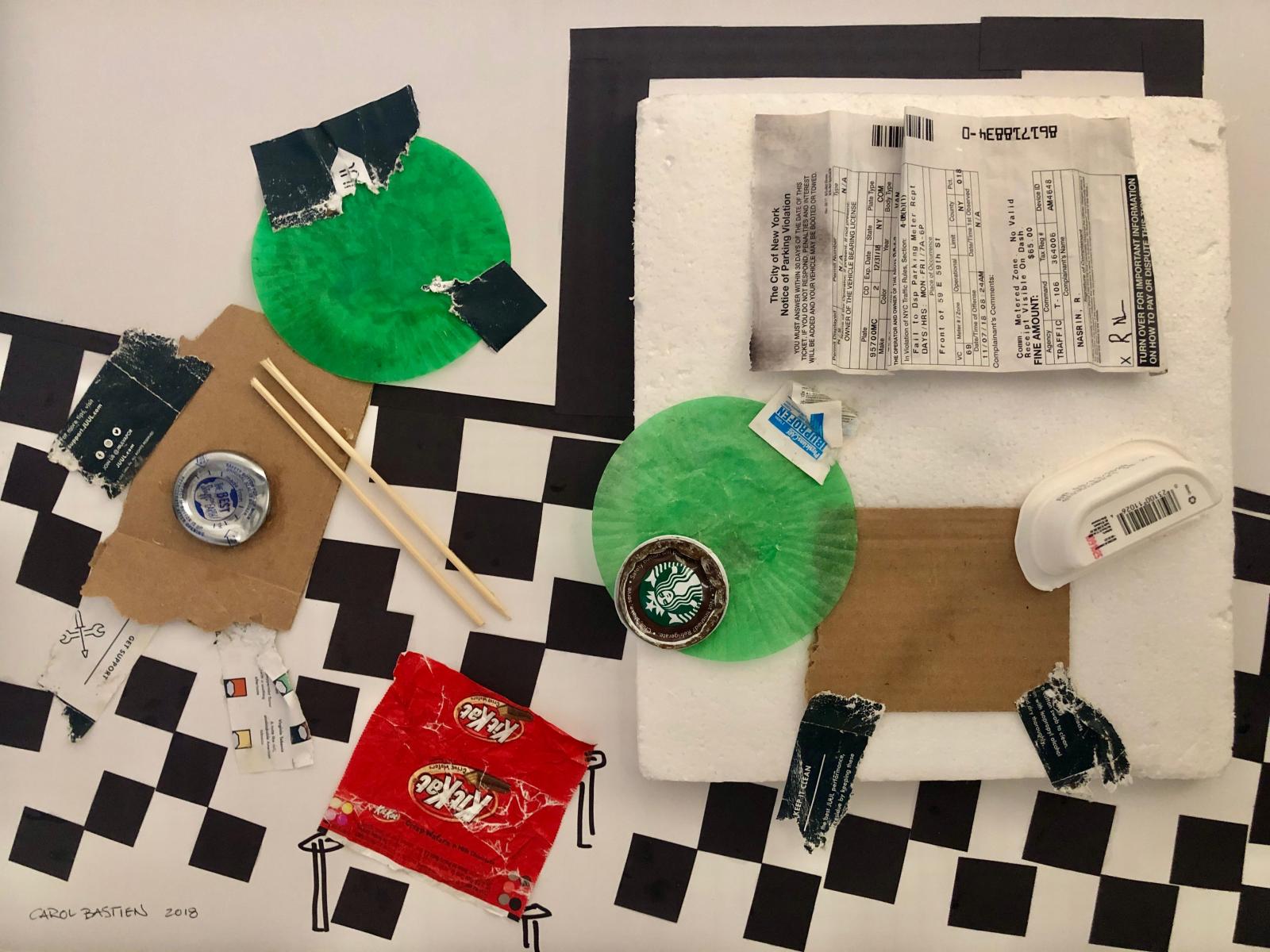 VIsit to the Vet
Collected on 93rd St. from Lex to 1 st Ave.
26" x 20" : New York City Collages : ART UNDERFOOT :: CAROL BASTIEN